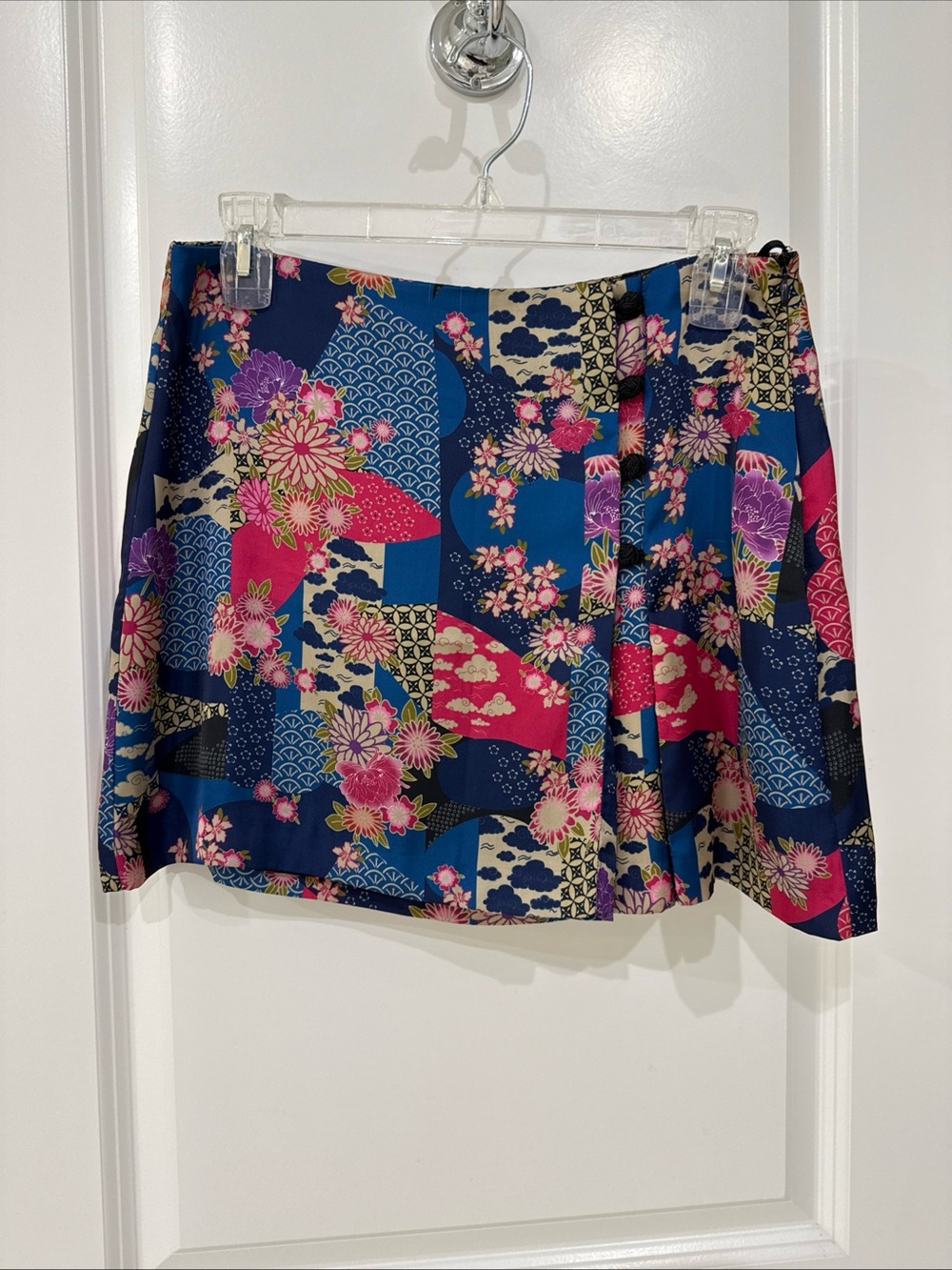 Zara Floral Patchwork Navy Mini Skirt Medium